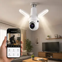 Бездротова камера-лампа з датчиком руху E27 3MP / Світильник + камера 360 градусів / Wi-Fi міні IP камера відеоспостереження в патрон із вбудованим мікрофоном та LED-підсвічуванням V380 Pro - мініатюра 2