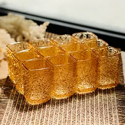 Набір склянок для напоїв Yiwu Matrix Glass 12 штук по 195 мл коричневий для лимонадів соку води коктейлів склянки скляні HP-17-44 - мініатюра 2