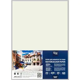 Папір для акварелі Rosa Studio (пакет) А3 29,7х42см 220г/м2 20л Середнє зерно