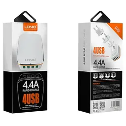Зарядний адаптер 4 порти Ldnio A4404 зарядний пристрій 4 USB 4.4A - мініатюра 4