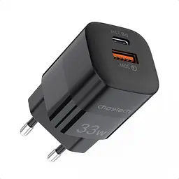Зарядний пристрій 1хUSB-C+1xUSB 33W PD QC3.0 PD5006 чорний Choetech - мініатюра 2