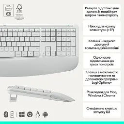Комплект Logitech Signature Comfort Plus MK880 Wireless/USB-C for Business UA Off-White (920-014033) - мініатюра 2