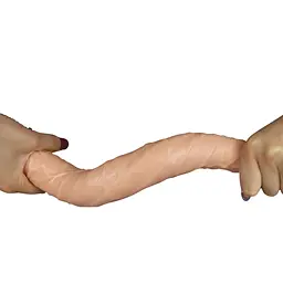 Двосторонній фалоімітатор LoveToy King Size Ladykiller 36.5 см тілесний - мініатюра 5