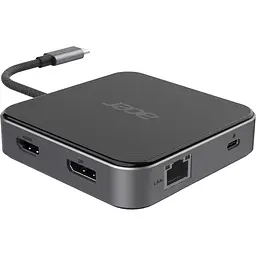 USB-Хаб Acer 7-in-1, 8K, HDMI, DP, 2xUSB3.2, USB-C, RJ45, 3.5mm AP (HP.DSCAB.013)