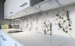 Кухонний фартух Троянди на білому тлі вінілова для кухні 65х250 см Білий квіти Happy Pocket Z184975 - мініатюра 5