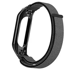 Нейлоновий ремінець Primo для фітнес-браслета Xiaomi Mi Band 3 Black Grey - мініатюра 3
