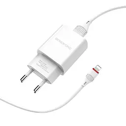 Сетевой зарядний пристрій BOROFONE BA20A Sharp single port charger set (Lightning) 10.5W білий