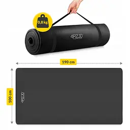 Килимок (мат) спортивний 4FIZJO NBR 190 x 100 x 1.5 см для йоги та фітнесу Black (P-5905973407120) - мініатюра 5