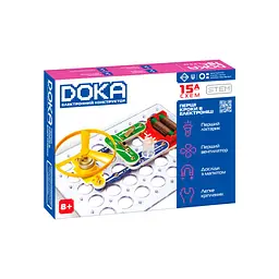 Конструктор електронний DOKA "ПЕРШІ КРОКИ В ЕЛЕКТРОНІЦІ" (Набір А, 15 схем) DOKA D70709