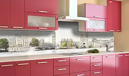 Кухонний фартух Ретро Лондон вінілова наклейка для кухні Біг-Бен Місто Сірий 60х200 см Happy Pocket Z181366 - мініатюра 2