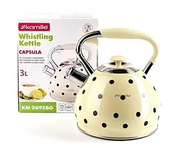 Чайник зі свистком Kamille KM-0695BG 3 л бежевий - мініатюра 10