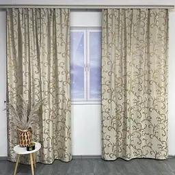 Жакардові штори золотистого кольору з вензелем на тасьмі 2шт. 150х270 ALBO pbe0052396 - мініатюра 10