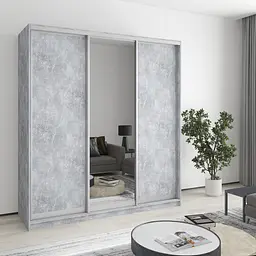 Шафа-купе тридверна MebelStar Стандарт AL 2ДСП/Дзеркало 190x45x210 см Бетон (MBS-2939)