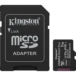 Карта пам'яті Kingston microSDXC Canvas Select Plus 1TB Class 10 UHS-I U3 V30 А1 + SD адаптер (SDCS3/1TB) [145075]