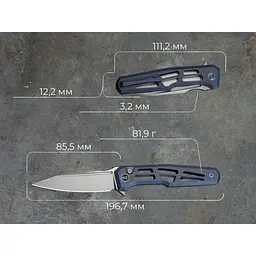 Ніж складаний туристичний Weknife Dressytak (8.6 см) Bohler M390 / Titanium синій - мініатюра 14