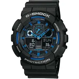 Наручний годинник ударостійке кварцове Casio G-Shock GA-100-1A2ER Оригінал для чоловіків з полімерним ремінцем - мініатюра 2