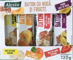 Злакові батончики Alesto Baton з горіхами та фруктами 4х30 г, 120 г