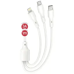 Дата кабель USB 2.0 AM to Lightning + Micro 5P + USB-C 1.0m 2.4A XO (CB-23U3) - мініатюра 4