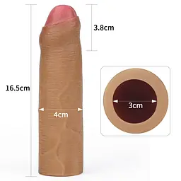 Насадка на пеніс Revolutionary Silicone Nature Extender Add 1" 16.5 см (коричневий) - мініатюра 2