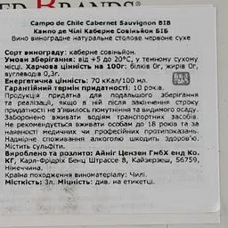 Вино Campo de Chile Cabernet Sauvignon Bag-in-Box, червоне, сухе, 13%, 3 л - мініатюра 3