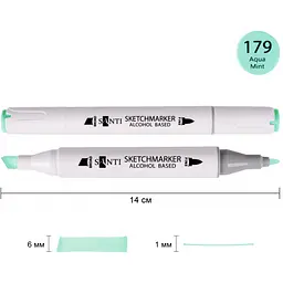 Набір спиртових маркерів Santi Professional SA-179 світло-м'ятний 6 шт. (390872) - мініатюра 2