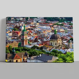 Інтер'єрна картина Львів, вид на центр з висоти, Lviv, інтер'єрний декор, 60×90 см (id0587)