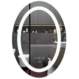 Дзеркало Mixxus PLAIN MV02-60x80 з LED Touch, Anti-fog, димером, регулюванням яскравості, годинником (MI6933)