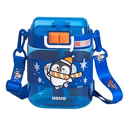 Дитяча пляшка для води Dodo Penguin 560 мл з ремінцем, синій Yiwu HP-14-36BL