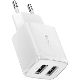 Зарядний пристрій Baseus Wall Charger 2xUSB Compact 10.5W White (CCXJ010202) - мініатюра 2