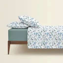 Комплект постільної білизни Cosas євро з простирадлом на резинці STEPPE FLOWERS CS2 200 x 220 см (FoliageBlueMint_El-104Ashmint_200) - мініатюра 2