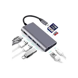 Концентратор Dynamode USB3.1 Type-C to HDMI, 3хUSB3.0, RJ45, USB Type-C Female, SD (Dock-USB-TypeC-HDMI-USB3.0-RJ45) - мініатюра 4