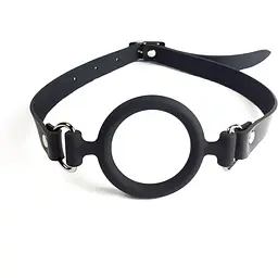 Кляп Art of Sex силіконове кільце натуральна шкіра, Gag Ring внутрішній діаметр кільця 40 мм, Чорний