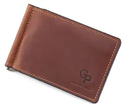 Чоловічий шкіряний затискач для грошей GRANDE PELLE 12х8х1 см acs0024461