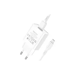 Зарядний пристрій BOROFONE BA74A Aspirer USB + кабель USB-A — Micro-USB 5P білий (6974443388664) - мініатюра 3