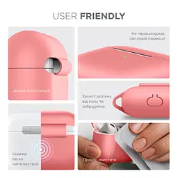 Силіконовий чохол для навушників Apple AirPods Pro, Hang Case, рожевий, ультратонкий захисний кейс товщиною 2 мм, захист від подряпин, пилу та ударів, компактний, з карабіном для кріплення, ArmorStandart (ARM56054) - мініатюра 5