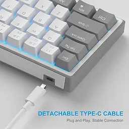 Ігрова механічна дротова клавіатура MageGee Sky68 / 60% /68 клавіш / Red Switch / White - мініатюра 5