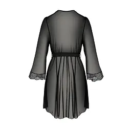 Пеньюар Passion AMBERLY PEIGNOIR 4XL/5XL, black, ажурні декольте та манжети, широкі рукави - мініатюра 4