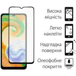 Скло захисне Dengos Full Glue Samsung Galaxy A04 black frame (TGFG-238) - мініатюра 2