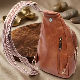 Цікава слінг сумка для жінок з екошкіри Vintage 22749 руда - мініатюра 4