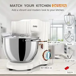 Кухонний комбайн Zurio планетарний тістоміс 1500 Вт SM-1550x Чаша 8 л White - мініатюра 2