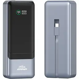 Портативний ЗП Power Bank Amaya FD23 145W with display and cable 20000 mAh Gray - мініатюра 2