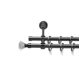 Карниз Orvit Спектралія металевий дворядний відкритий гладка труба кільце фасонне металеве  Онікс 16\16 мм 200 см (4714315)