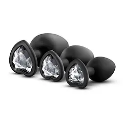 Набір анальних пробок Bling Plugs Trainer Kit 3 шт. (чорний) - мініатюра 3
