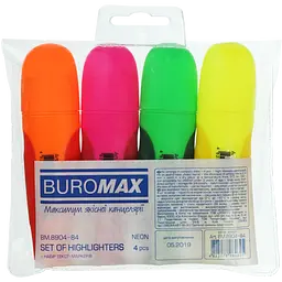 Набір маркерів Buromax Neon з гумовими вставками 4 шт. (BM.8904-84) - мініатюра 3