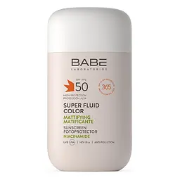 Сонцезахисний BB-флюїд з матуючим ефектом для жирної шкіри Super Fluid Color SPF 50 Niacinamide Babe Laboratorios 50 мл