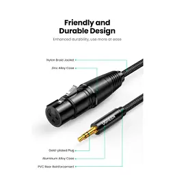 Кабель мультимедійний 3.5mm M to XLR F 2.0m AV182 black Ugreen (20244) - мініатюра 10