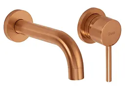 Змішувач для умивальника Rea Lungo brushed copper + BOX прихованого монтажу REA-B4600, Теплий захід сонця