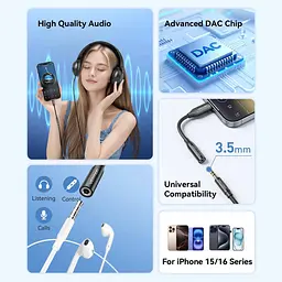Перехідник USB-C аудіо Jack 3.5мм, Aluminum Alloy, чорний Vention - мініатюра 7