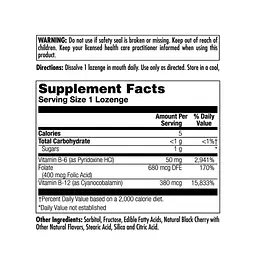 Вітамін B6, B12 та фолієва кислота B-6 B-12 Folic Acid - 60 tabs Black Cherry - мініатюра 2