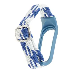 Ремінець Braided Buckle Enhanced Mi Band 3/4/5/6/7 Blue White - мініатюра 2